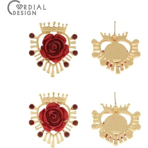 Cordial Design 50Pcs 24*27MM Jewelry Accessories/Crown Shape/Paint Effect/Hand Made/Jewelry Findings & Components/Earrings Stud