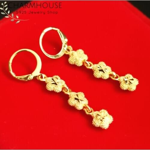 24K Gold Filled Earrings For Women Long Tassel Drop Earing African Gold Jewelry Pendientes Mujer 2020 Brincos Female Bijoux