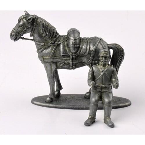 1/32 WWI French Artillery Soldiers Horses Statues Model Home Decoration for Fans Collection Kids Gift
