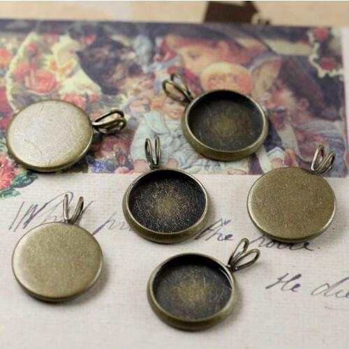 10pcs 10mm 12mm 14mm 16mm 18mm 20mm 25mm Bronze Blank Charms Pendant Trays Base Setting Cameo Cabochon Jewelry Making