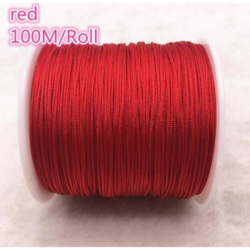 100M/Roll 0.8mm RED Nylon Cord Thread Chinese Knot Macrame Cord Bracelet Braided String DIY Beading Thread #00A