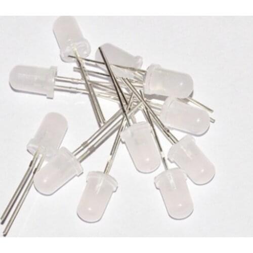 1000pcs 5mm White Diffused LED Diode Round Light Emitting Diode 20mA 5mm LED Lamp Wide Angle Through Hole Electronics Components