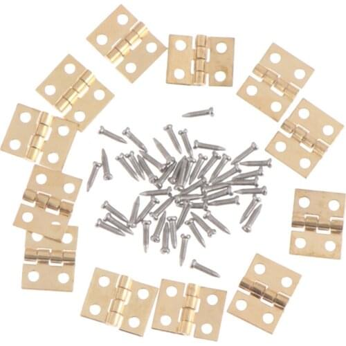 12Set Mini Metal Hinge Golden for 1/12 House Miniature Cabinet Furniture Brass Hinge Dollhouse Miniature Cabinet Closet