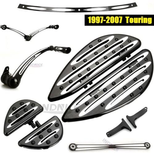 Black Deep cnc cut Floorboards Brake shift linkage levers for harley touring 1997-2007 FLHX FLHT Windshield trim