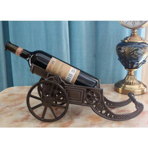 Cast Iron Cannon Wine Bottle Holder Stand Tabletop Rack Wrought Iron Wine Rack Holder Metal Table Desk Decoration Vintage Retro