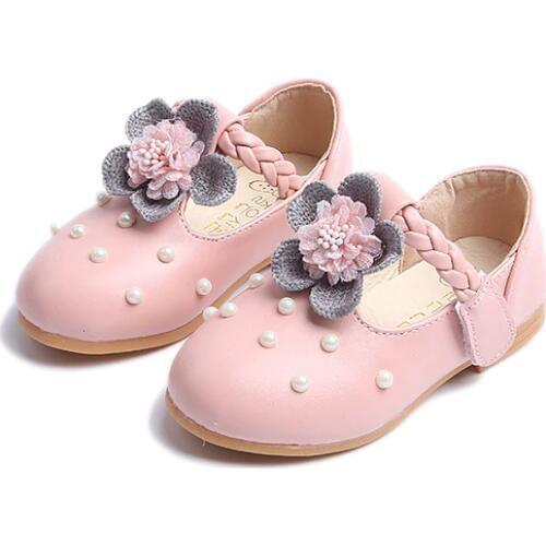 Toddler Baby Flower Children Little Girl Pearl Princess Dress Shoes For Girls Party Wedding Leather Shoes New Autumn