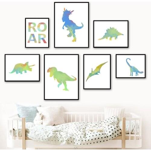 Dinosaur Dragon Roar Wall Art Canvas Painting Nordic Posters And Prints Nursery Wall Pictures For Living Room Kids Room Decor