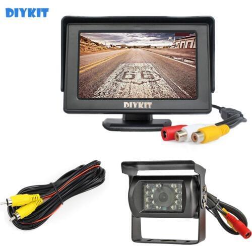 DIYKIT Wired 4.3" Car Monitor Waterproof Rear View Backup Camera Parking Assistance System for Trucks Caravans Bus Motorhome