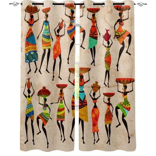 Ethnic African Women Modern Blackout Curtains For Living Room Bedroom Window Treatment Blinds Drapes Kitchen Curtains