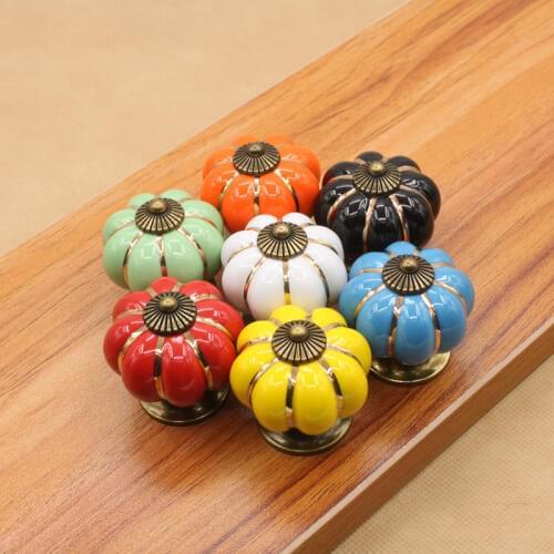 JD Single Hole Ceramic Handle Seven Color Pumpkin Cartoon Pastoral Modern Minimalist Cabinet Drawer Furniture Handle Children