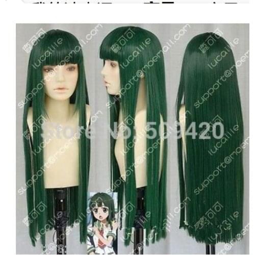 K879O 823>>Hot Sell! Long Dark Green Straight Cosplay Party Wig
