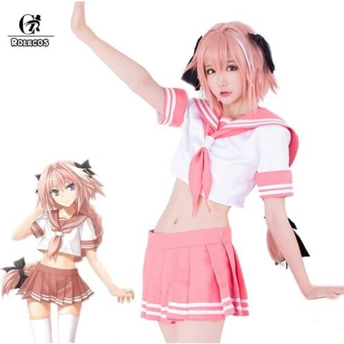 ROLECOS Game Fate Apocrypha Cosplay Costume Astolfo Cosplay Uniform Costume School Pink Uniform Women FGO Costume