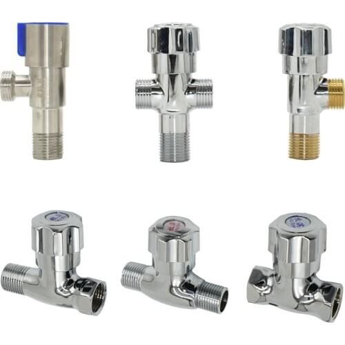Brass 1/2" Male Female Plumbing Tap Thread Connector T-Type 2/3-Way Water Splitter Valve Pipe Fitting Coupler 1pcs