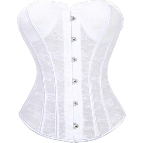 Hot Buy Transparent With Breast Cup Lingerie Bustier Womens Lace Sexy Waist Cincher Body Shaper Overbust Corsets Top S-2XL