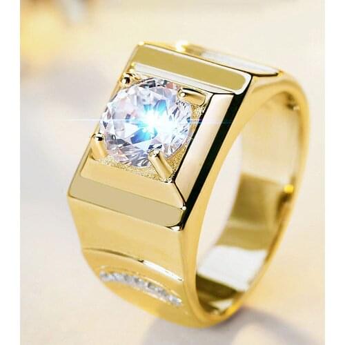 Fashion AAA zircon diamonds gemstones ring for men gold tone jewelry bijoux bague masculine party wedding band accessories gifts