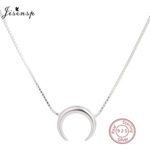 Fashion Moon Star 925 Sterling Silver Necklace Women Simple Sparkling Clavicle Chain Necklaces Choker for Mother Accessories Gif