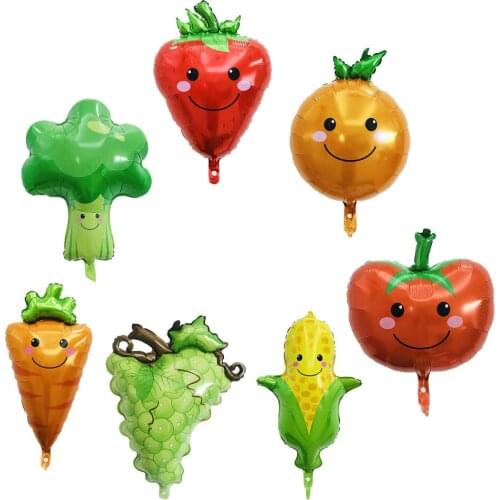 7 Set Helium Birthday Party Balloons Fruit Vegetable Foil Balloon