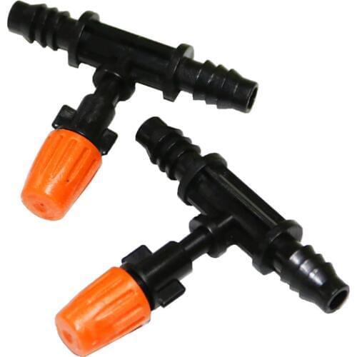 10pcs Atomizing Nozzle Orange T-shaped Hose Sprinkler Irrigation Nozzle Atomization Nozzle Garden Irrigation System Fittings
