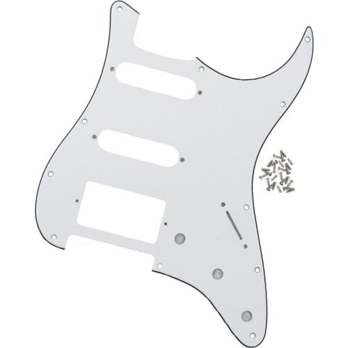 NEW White 11 Hole SSH Guitar Pickguard Scratch Plate 3 Ply PVC w/ Screws For Strat SSH Style Guitar Parts