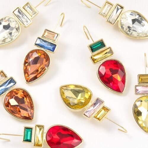 Pauli Manfi 2021 Fashion Simple Metal Square Glass Earrings Womens Creative Pop Earrings Party Jewelry Accessories