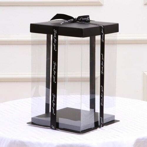 25cm Transparent Empty Gift Box for Artificial Teddy Bear Rose Flower Gifts Box Women Plush Bear Rabbit Gift