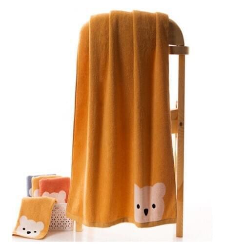 Cotton Cute Bear Print Rectangle Unisex All Seasons Baby Bath Towel Blanket&Swaddling Kids Swimming Beach Cloth