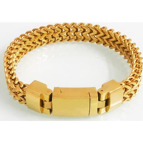 Luxury Gold Color Stainless Steel Mesh Chain Link Mens Bracelet Magnet Clasp Male Wristband Jewelry Homme Armband Gift for Him