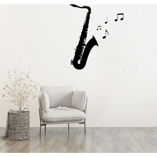 Saxophone Music Notes Wall Decal For Living Room Music Room Home Decor Wall Art Sticker Wallpaper Vinyl Removable DW7219