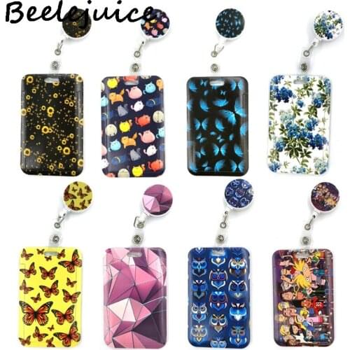 Cartoon Cute Credit Card Holder Lanyard Women Men Kid Student Retractable Badge Reel ID Name Bus Clips Card Badge Holder Gifts