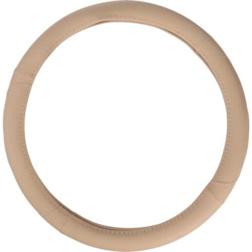 38cm Universal Car Leather Steering Wheel Breathable Anti-slip Cover Wheel Sleeve Protector(Black and Red)