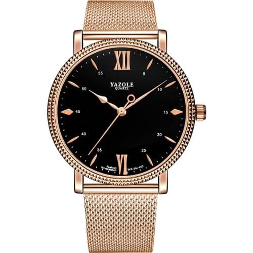 YAZOLE Casual Mesh Belt Fashion Quartz Rose Gold Watch Mens Watches Top Brand Luxury Waterproof Clock Relogio Masculino 2020