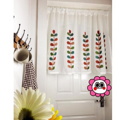 British Half-curtain Embroidered Window Valance Customize Light Shading Curtain for Kitchen Cabinet Door