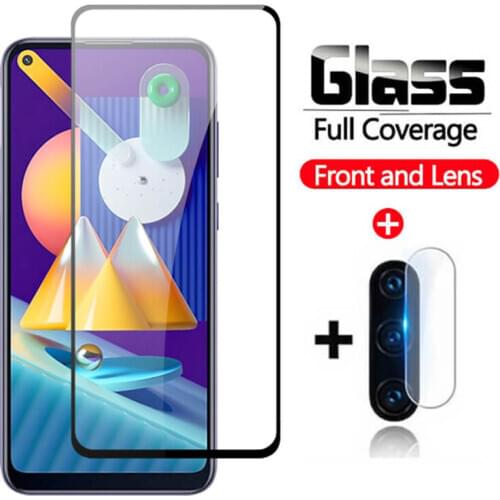 2 In 1 Protective Glass for Samsung Galaxy M11 A11 A21 Camera Len Tempered Glass on Samsang M21 M 21 A 11 M115F Screen Protector
