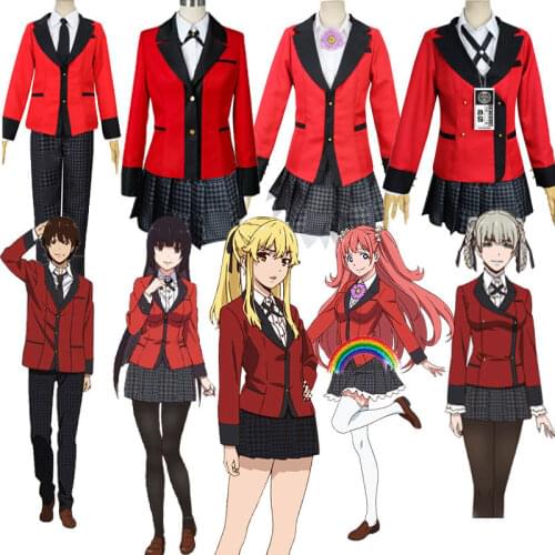 2021Anime Cosplay Costume Jabami Yumeko Cosplay Costume Japanese High School Uniform Girls Clothes Women Suits WIGS