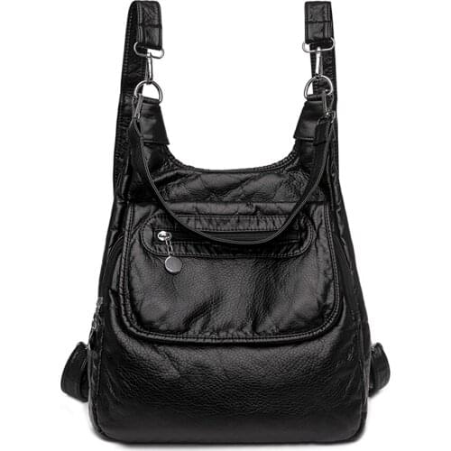 Women Backpack Soft Leather Shoulder Bags For Women Multi-Function Shoulder Bag Female Preppy School Backpacks For Teenage Girls