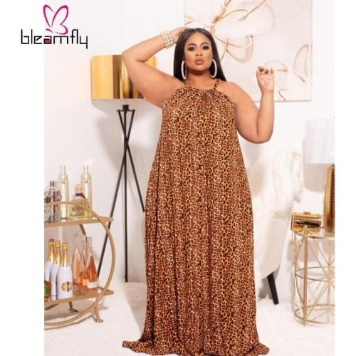 Summer Leopard Print Open Back Dress Women Off The Shoulder Long Maxi Beach Holiday Tunics Vintage Dresses Plus Size 4XL 5XL