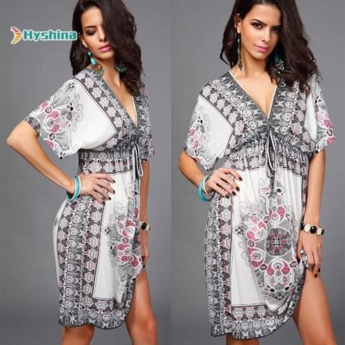 Womens V-neck Milk Silk Dress in Spring and Summer