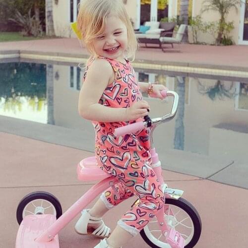 0-24MGirl Jumpsuits Baby Color Love Printing Newborn Infant Girl Outfit Clothes Romper Jumpsuit Floral Sleeveless Vest One Piece