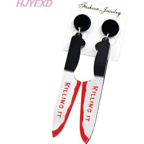 1pair) HP037 Halloween Earrings Knife Killing Laser Cut Holiday Acrylic