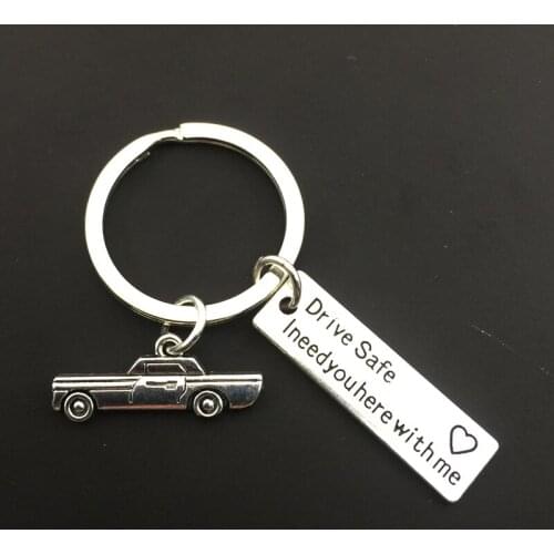 1 piece engraved keychain for safe riding I need you to accompany me pendant keyring car keychain couple home accessories