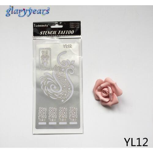 1 PC Henna Tattoo Stencil for Glitter Tattoo Template YL12 Temporary Silver Body Art Paint Mehndi Indian Tattoo Stencil Stickers