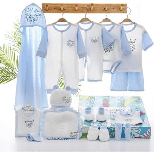 Newborn 17PCS Unisex Cotton Baby Girl Clothes Sets Letter Gift Pack Baby Boy Clothes Baby Print Supplies Summer Ropa Bebe