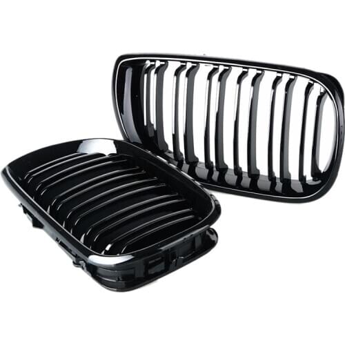2Pcs Car Style Gloss Black Front Kidney Double Slat Grill Grille for BMW E46 4 Door 4D 3 Series 2002-2005