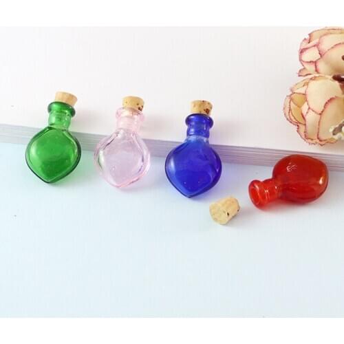 2PCS Murano Glass Perfume Bottle Pendant Heart Bottle Essential Oil Aromatherapy Bottle Pendant DIY Pendants