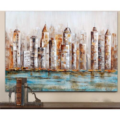 2018 Top Art Girt New York Skyline Cityscape Architecture Abstract Wall Art Handmade Oil Painting Canvas Home Room Decoration