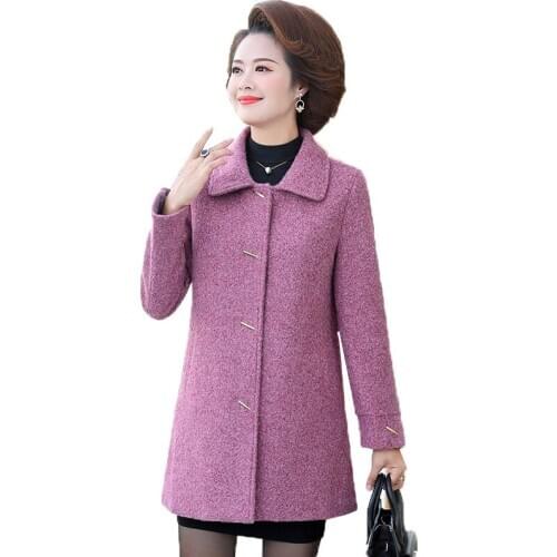 2020 Fashion Womens Wool Jackets Windbreaker Autumn Winter Blended Woolen Coat Single-breasted Jacket Outwear Plus size 5XL W90