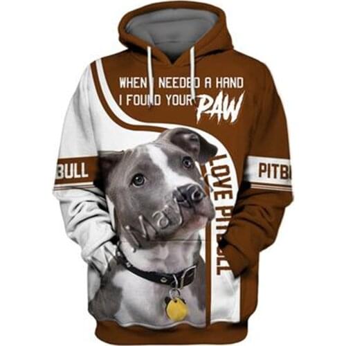 2021 Fashion Animal Pit Bull 3D Printed Hoodie Men Women Casual Pet Dog Designs Hooded Oversized Hooded Coat Drop Shipping WQ-41