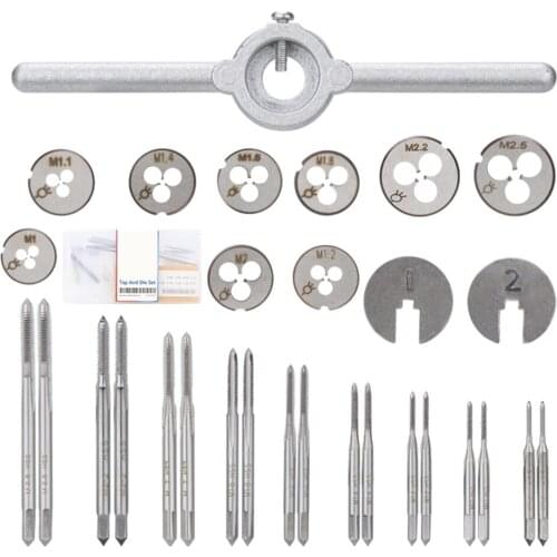 31pcs Multifunction Tap Die Set M1-M2.5 Metric Thread Tap and Die Screw Set External Thread Cutting Tapping Hand Tool Kit