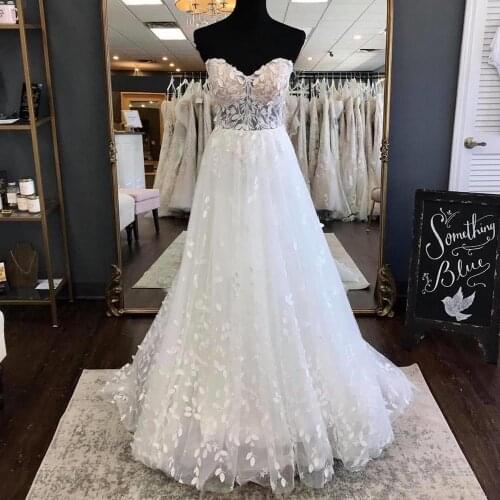 3D Floral Leaf Wedding Dress 2020 Ballgown Sweetheart Neckline Chapel Train Bridal Gown Sleeveless vestidos de novia