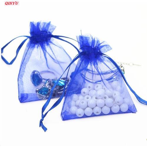 50Pcs Organza Gift Bags Jewelry Bags Packing Drawable 7x9 9x12 10x15 11x16 13x18 Sachet Organza For Wedding/Communion Decor 5z